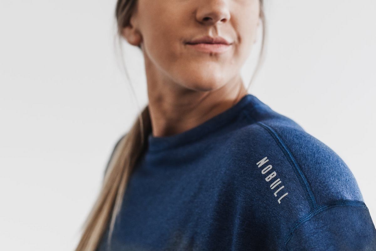 Nobull Performance Crew Women's Sweatshirts Grey Blue | Australia (JI4173)